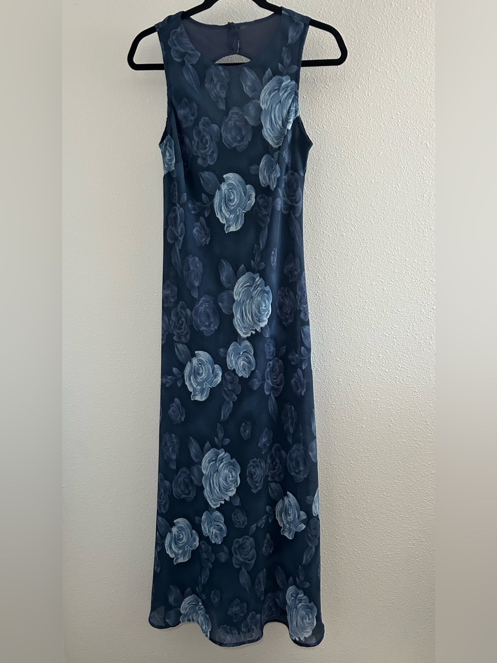 Sleeveless Floral Navy Maxi Dress